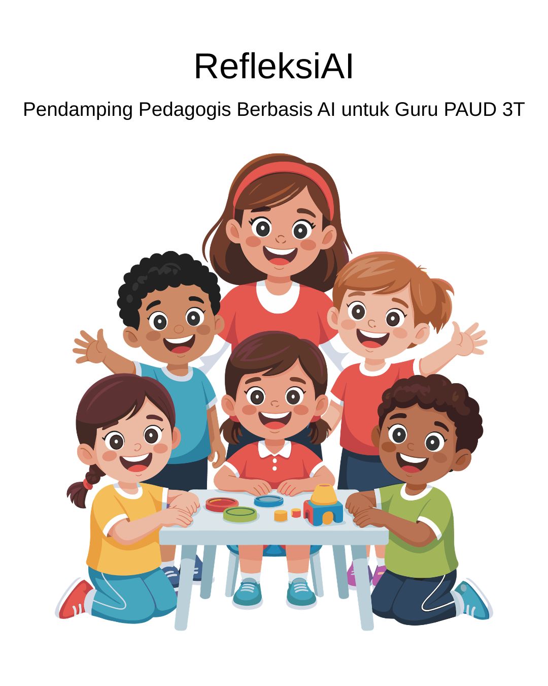 Ilustrasi Guru dan Murid PAUD Ceria